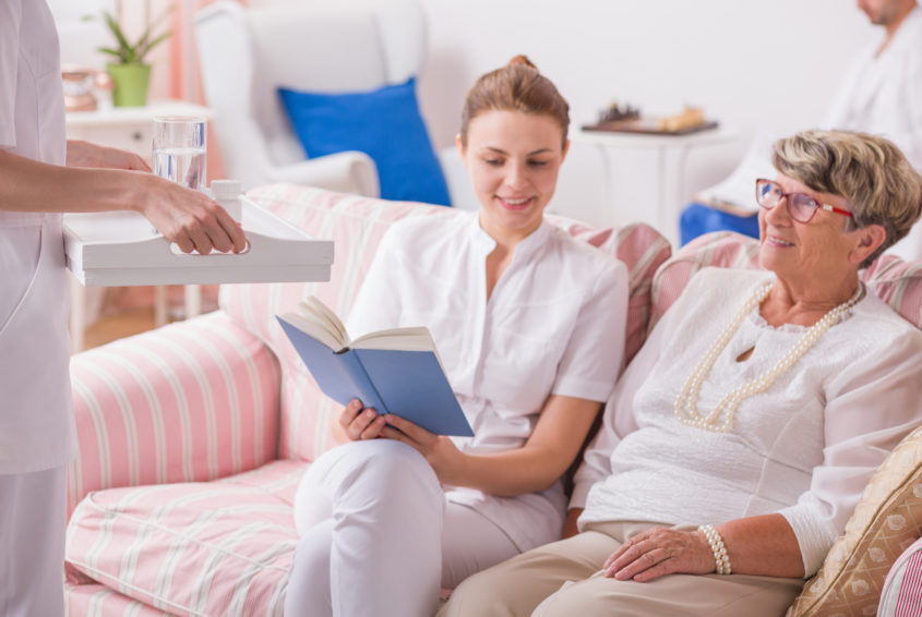 Elderly lady in private clinic