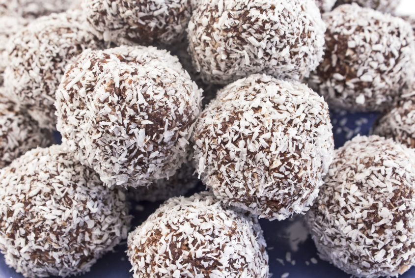 Balls of coconut and chocolate