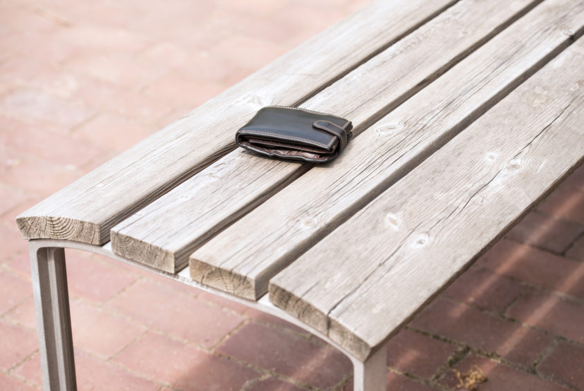 Lost wallet on empty bench