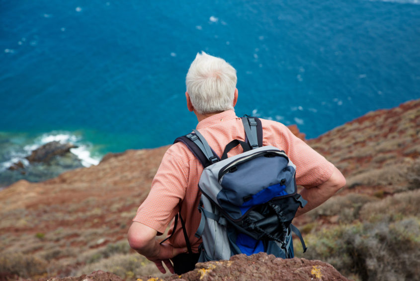 Elderly tourist on trip