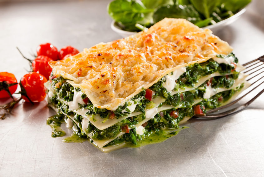 Healthy spinach and cheese Italian lasagne